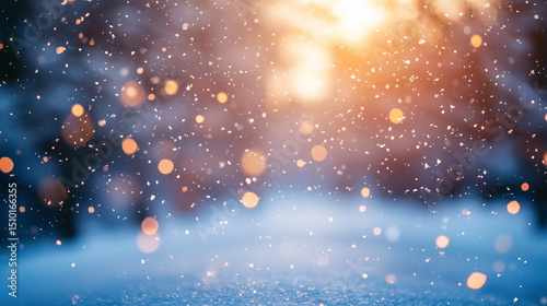 Winter Snowfall with Warm Glowing Lights