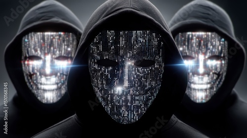 Anonymous Hackers  Cybersecurity Threat  Digital Crime  Masked Figures