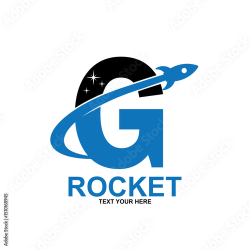 Letter g with rocket logo template illustration. suitable for transportation, brand, travel, agency, web, label, network, marketing etc