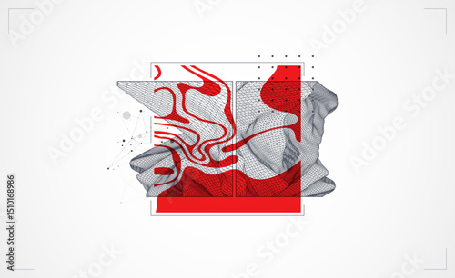 Abstract art wireframe background. Modern science or technology art elements. Surface illustration. Hand made vector.