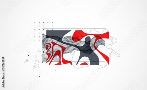 Abstract art wireframe background. Modern science or technology art elements. Surface illustration. Hand made vector.