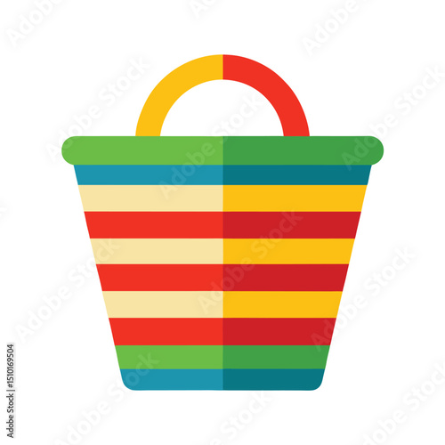 Colorful striped handbag flat design illustration suitable for various creative projects and purposes
