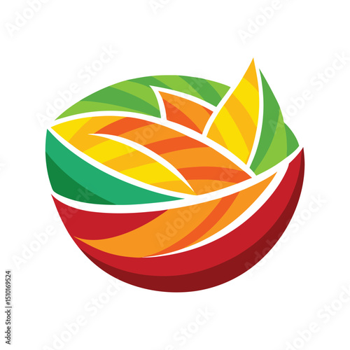 Colorful stylized abstract leaf shape logo design ideal for nature and environment related brands