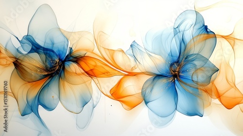 Fancy art with flowing shapes, like alcohol ink, in blue, gold, and pretty colors.
