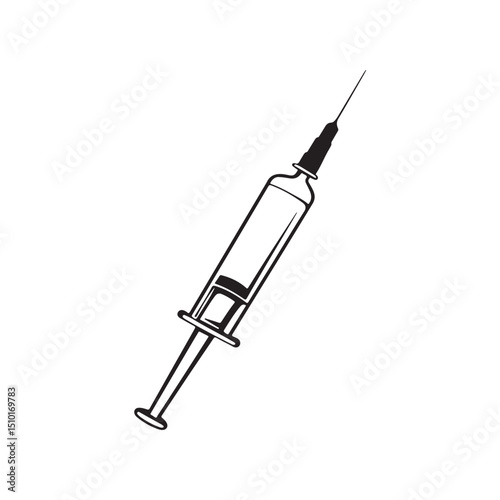 Vector illustration of a medical injection syringe. Perfect for healthcare, medical, vaccination, pharmaceutical, and hospital-related designs