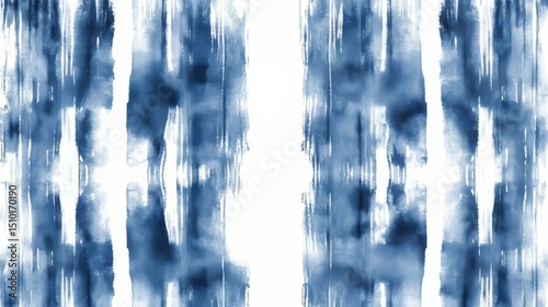 Indigo blue watercolor lines in a simple, repeating shibori pattern.
