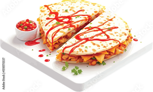 Delicious Quesadilla with Cheese and Ketchup, Easy and Flavorful Lunch