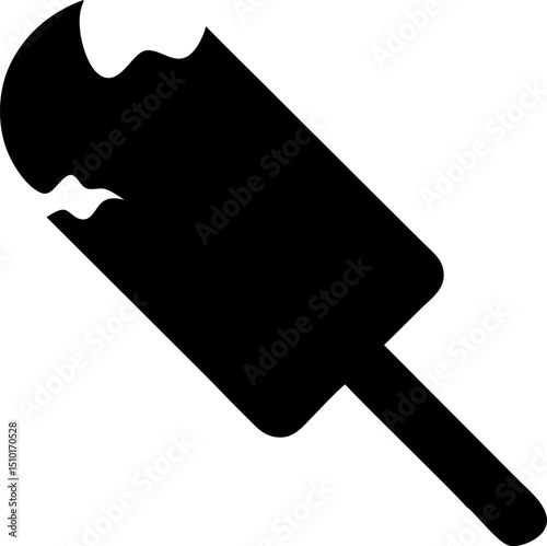 Ice Pop With Bite Silhouette Vector Illustration 