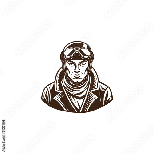 Vintage Aviator Portrait A Classic Illustration of a Retro Pilot