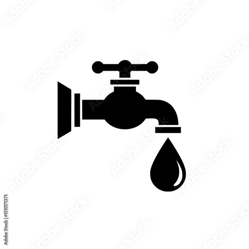 Water tap silhouette icon isolated on transparent background