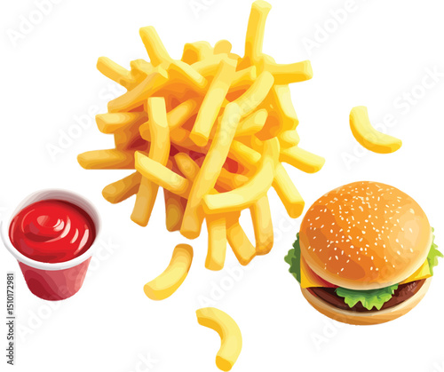Perfect Combination! French Fries and Burger