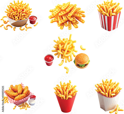 Delicious Fries Collection – Crispy, Golden Fries with Ketchup and More