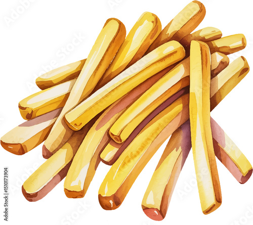 french fries on white background