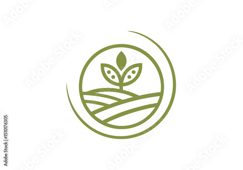 Growing green sustainable farming logo design