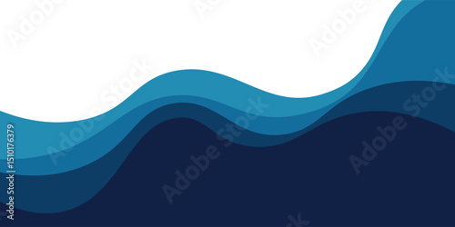 Sea waves layered vector background illustration