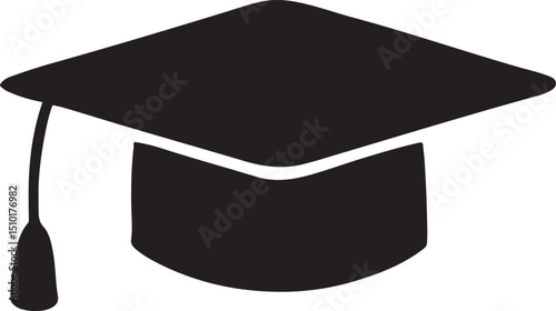 Graduation hat icon in black and white
