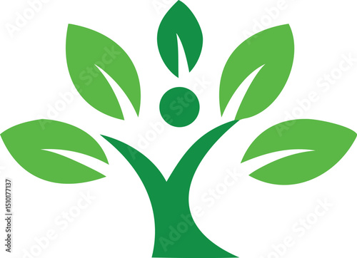 Green leaf person wellness nature logo design