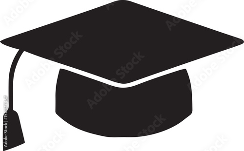 Graduation hat icon in black and white
