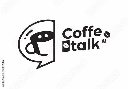 Coffee talk logo design coffee cup chat bubble