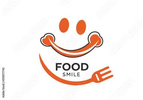 Happy food smile logo design restaurant branding