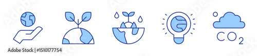 plant, co2, ecology, light bulb. Environment Icon vector illustration. Line Duotone style. Editable stroke