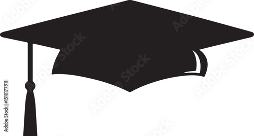 Graduation hat icon in black and white
