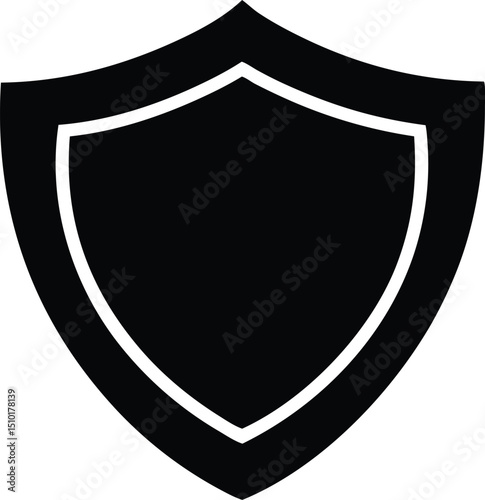 safety shield icon black silhouette, A simple black shield silhouette in a classic heraldic style. vector illustration. 
