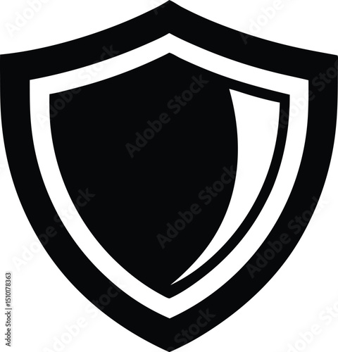 safety shield icon black silhouette, A simple black shield silhouette in a classic heraldic style. vector illustration. 