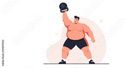 Man lifting kettlebell with determination in a minimalist style  