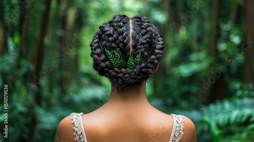 Wallpaper Mural Intricate braided hairstyle adorned with nature-inspired accents. Torontodigital.ca