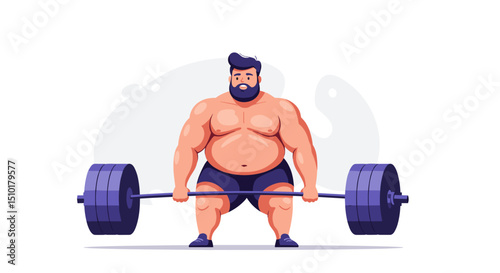 Man lifting weights in gym, representing concept of fat people do sports  