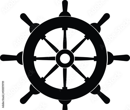 Ship steering wheel silhouette vector.  Steering wheel icon Silhouette, Steering wheel icon. ship steering silhouette. vector illustration