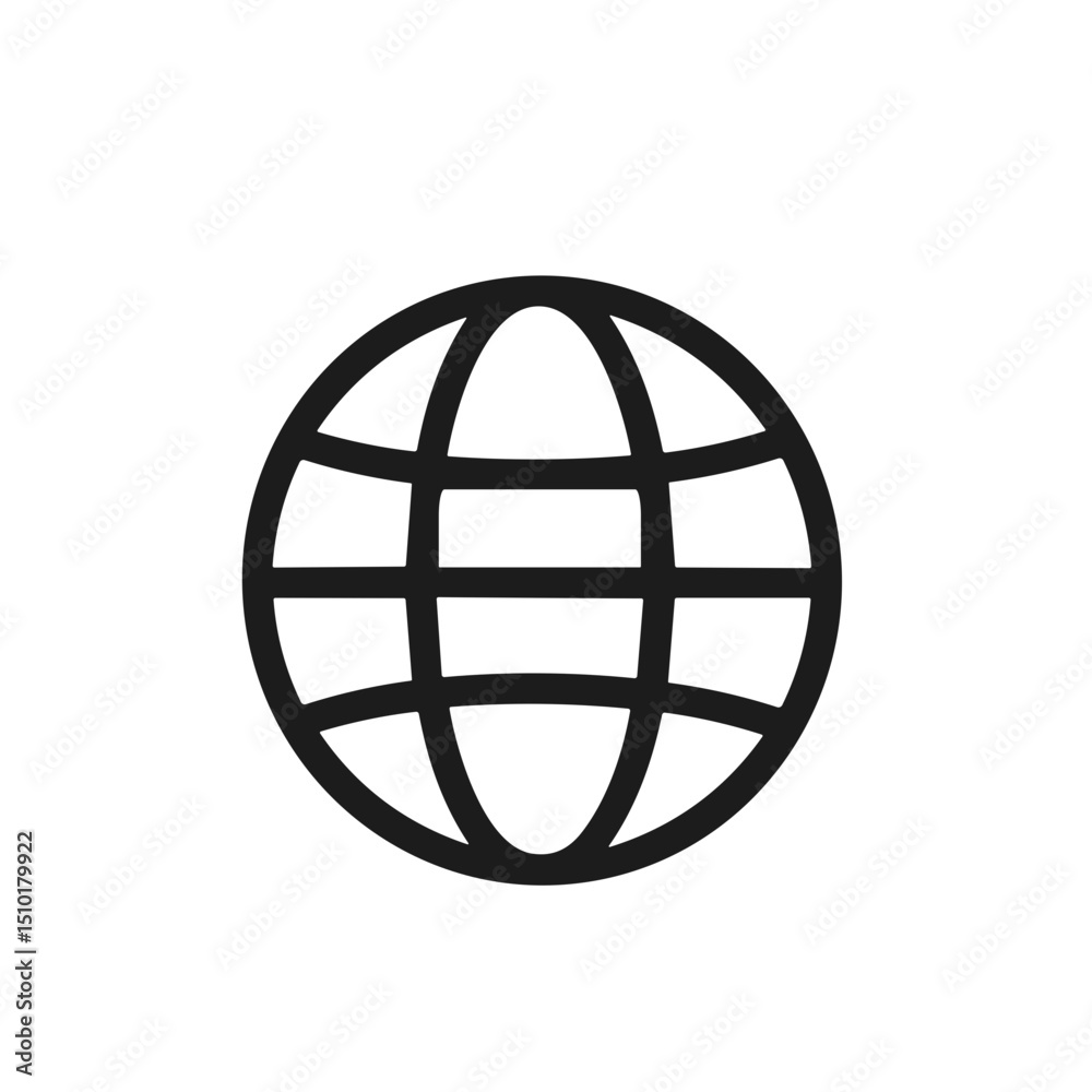 Obraz premium Simple Outline Globe Earth Connection Sign Minimalist Style Icon