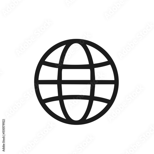 Simple Outline Globe Earth Connection Sign Minimalist Style Icon