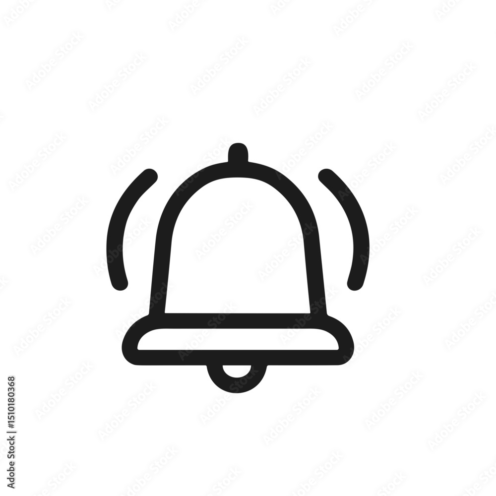 Fototapeta premium Simple Outline Bell Notification Ring Alert Sound Message Icon Symbol