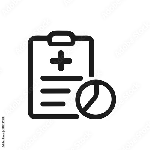Minimalist Outline Clipboard with Plus Sign and Clock Icon Medical