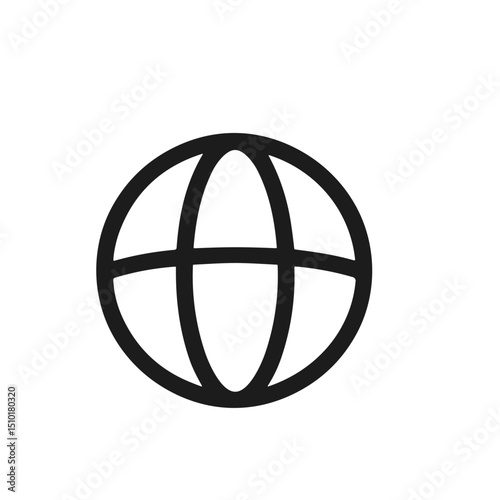 Simple Line Globe Icon Design, Internet World Network Connection Symbol