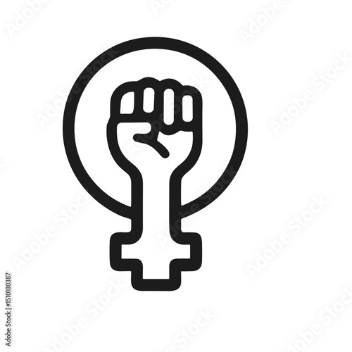 Simple Black Outline Fist Symbol of Feminism Activism Icon