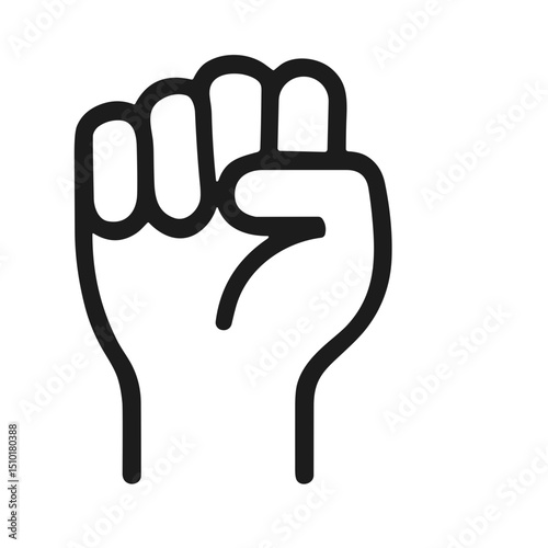 Simple Black Outline Handdrawn Fist Clenched Gesture Symbol Shape Icon