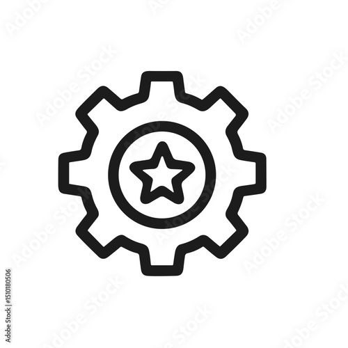 Minimalist Outline Star Gear Symbol Setting Technology Simple Icon