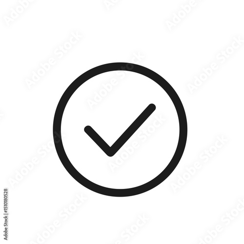 Outline Handdrawn Circle Checkmark Sign Shape Graphic Element Illustration