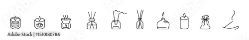 Luxury Candle & Aroma Diffuser Icon Set — Home Fragrance & Interior Decor Vector
