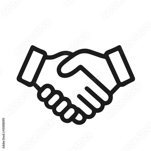 Simple Line Art Handshake Agreement Partnership Deal Symbol Icon