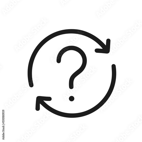Handdrawn Outline Question Mark Circle Arrow Symbol Business Icon