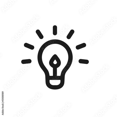 Minimalist Outline Lightbulb Idea Creative Thinking Symbol Shape Icon Element