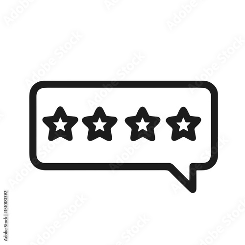 Simple Outline Star Rating in Speech Bubble Comment Icon Symbol