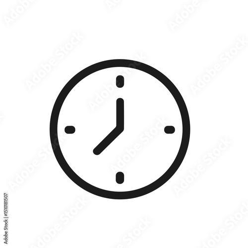 Simple Outline Clock Face Time Hour Watch Minimalist Icon Design