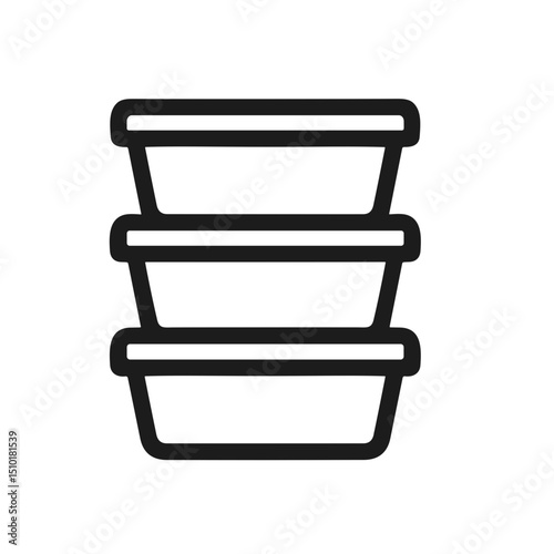 Simple Outline Stacked Food Container Storage Box Line Art Icon