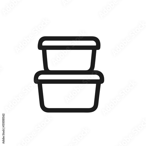 Simple Outline Stacked Food Container Box Illustration Icon Design Element