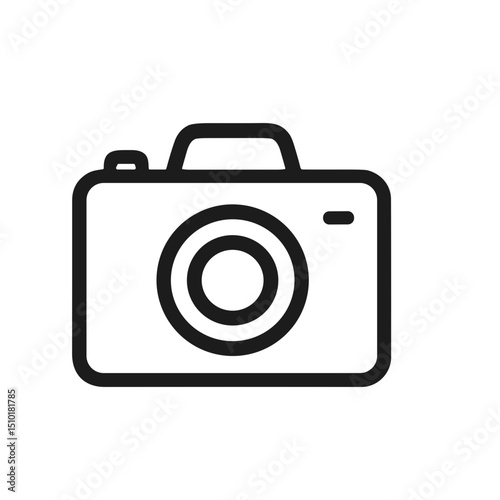Minimalist Outline Camera Device with Lens Photography Equipment Icon Symbol